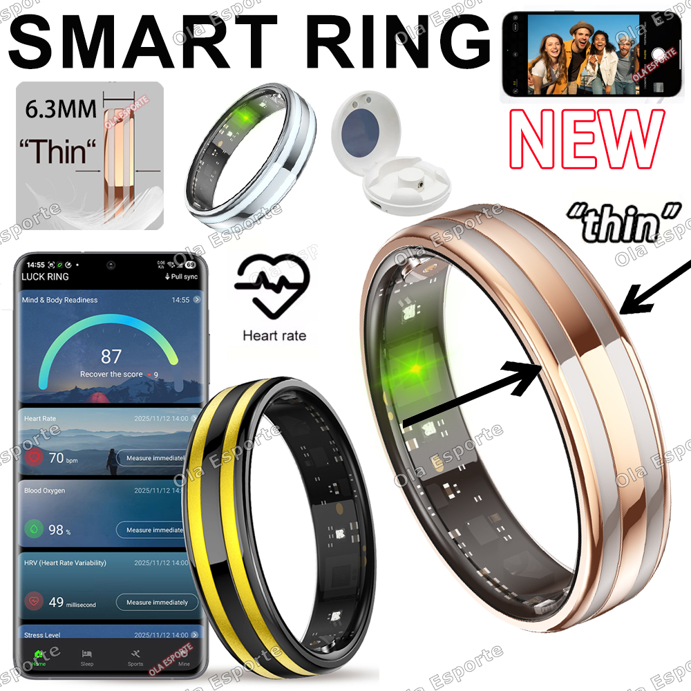 Blood Oxygen Monitor - New 6.3mm Thin Smart Ring Health